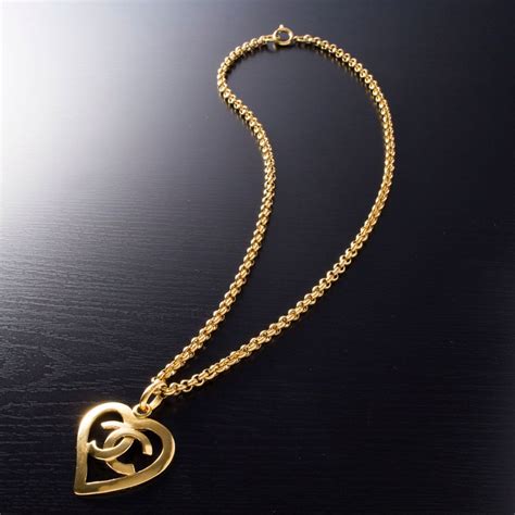 chanel gold heart necklace|Chanel necklace online shop.